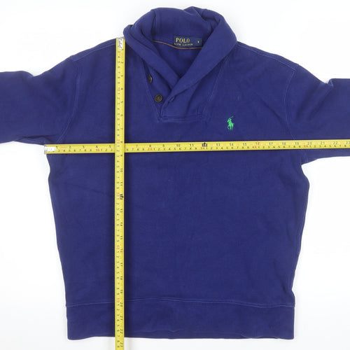 Ralph Lauren Men's Blue Henley Collared Cotton Sweatshirt Size S