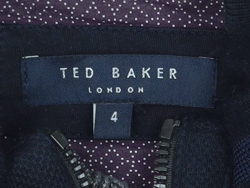 Ted Baker Men's Black Bomber Jacket L Full Zip Cotton Blend