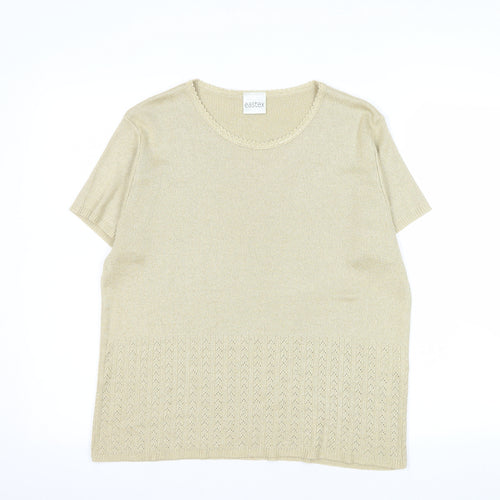 Eastex Women Beige Knit Short Sleeve T-Shirt L