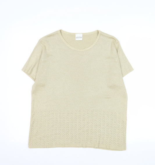 Eastex Women Beige Knit Short Sleeve T-Shirt L