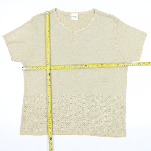 Eastex Women Beige Knit Short Sleeve T-Shirt L