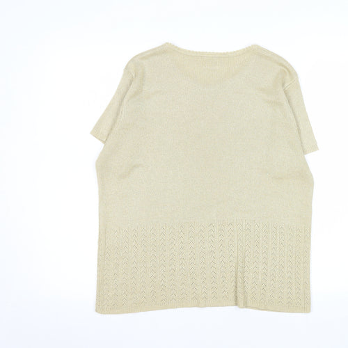 Eastex Women Beige Knit Short Sleeve T-Shirt L