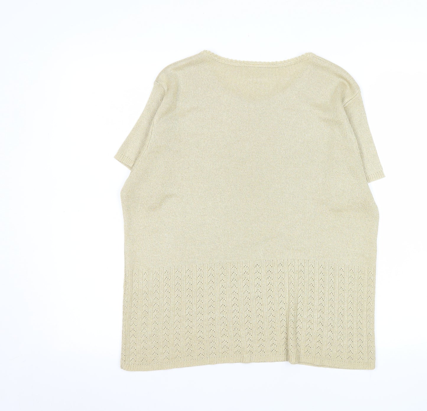 Eastex Women Beige Knit Short Sleeve T-Shirt L