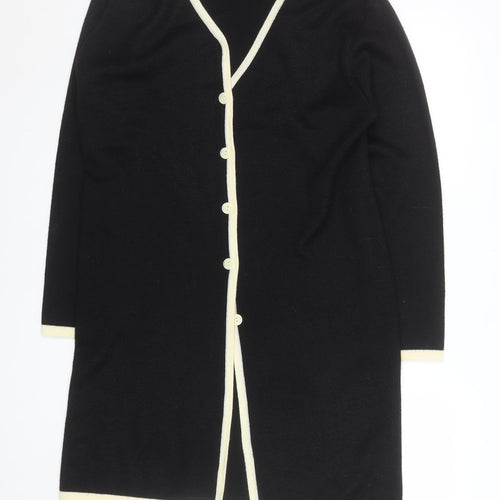 Principles Women's Black Long Cardigan UK 16 Wool Blend V-Neck