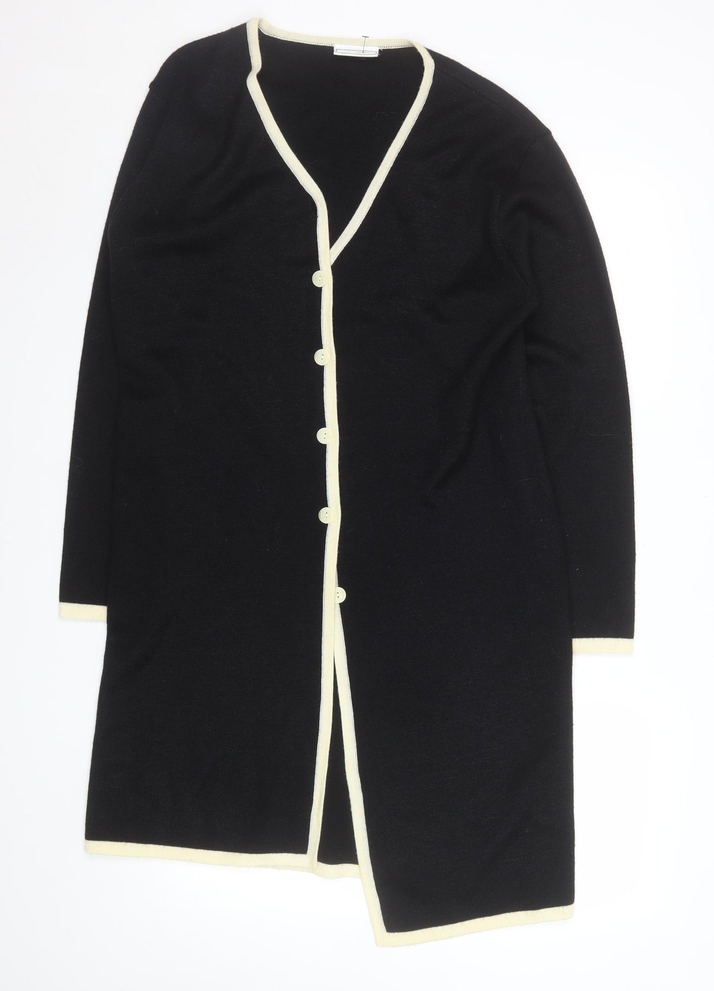 Principles Women's Black Long Cardigan UK 16 Wool Blend V-Neck