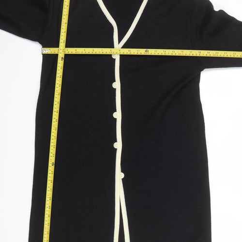 Principles Women's Black Long Cardigan UK 16 Wool Blend V-Neck