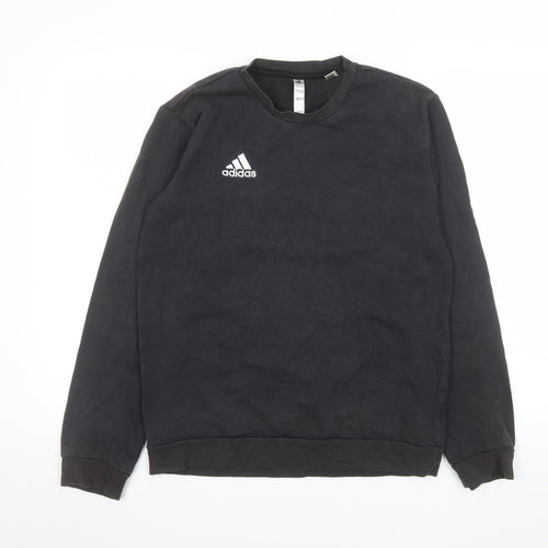 Adidas Men's Black Small Crew Neck Pullover Sweatshirt