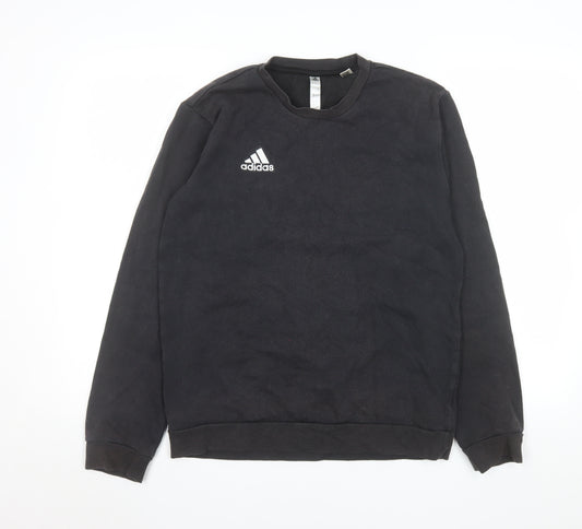 Adidas Men's Black Small Crew Neck Pullover Sweatshirt