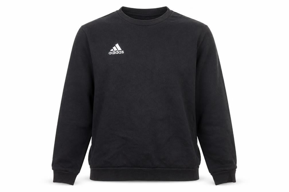 Front view of Adidas Men's Black Small Crew Neck Pullover Sweatshirt