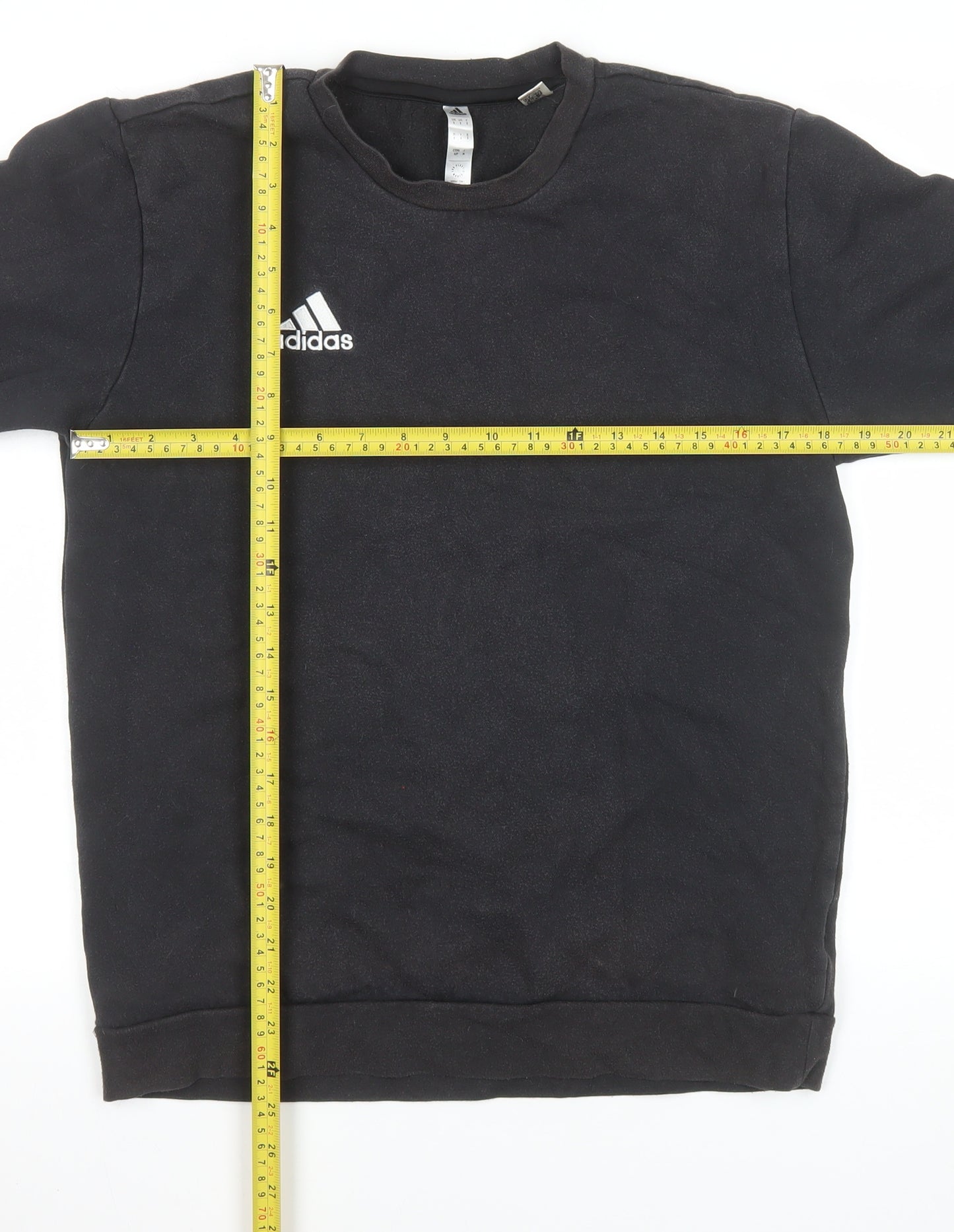 Adidas Men's Black Small Crew Neck Pullover Sweatshirt
