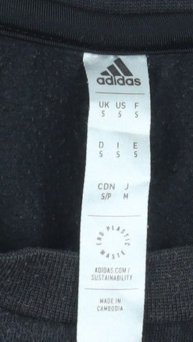 Adidas Men's Black Small Crew Neck Pullover Sweatshirt