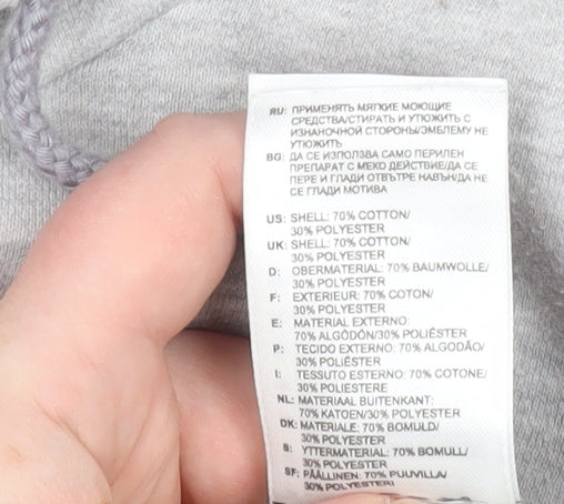 Adidas Women Grey Pink Logo Pullover Hoodie Size 14