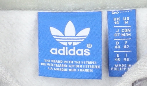 Adidas Women Grey Pink Logo Pullover Hoodie Size 14