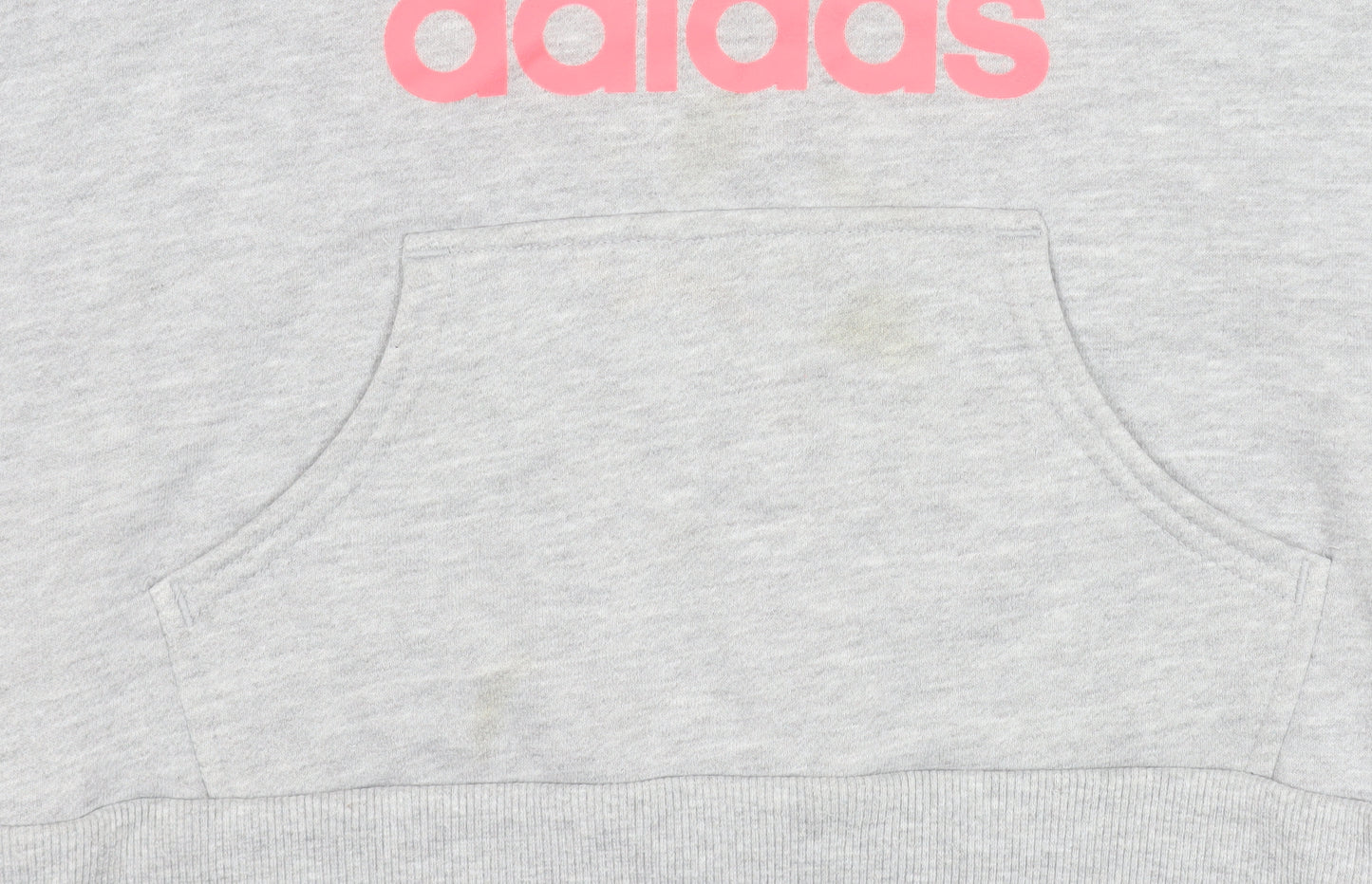 Adidas Women Grey Pink Logo Pullover Hoodie Size 14