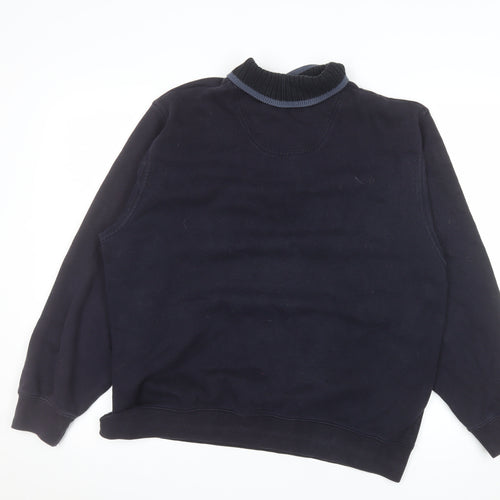 Marks and Spencer Men's Navy Fair Isle Collared Henley Sweatshirt Medium