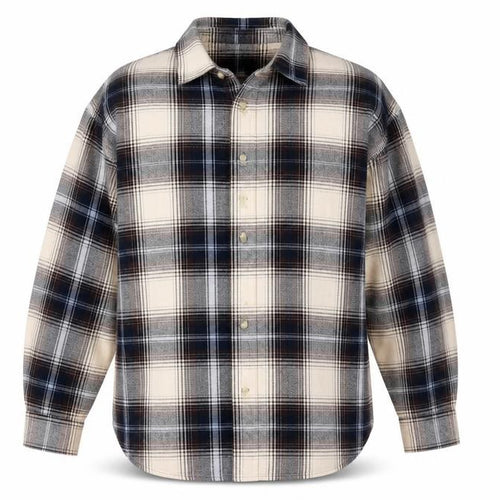 H&M Men's Brown Plaid Flannel Button-Up Shirt Long Sleeve L