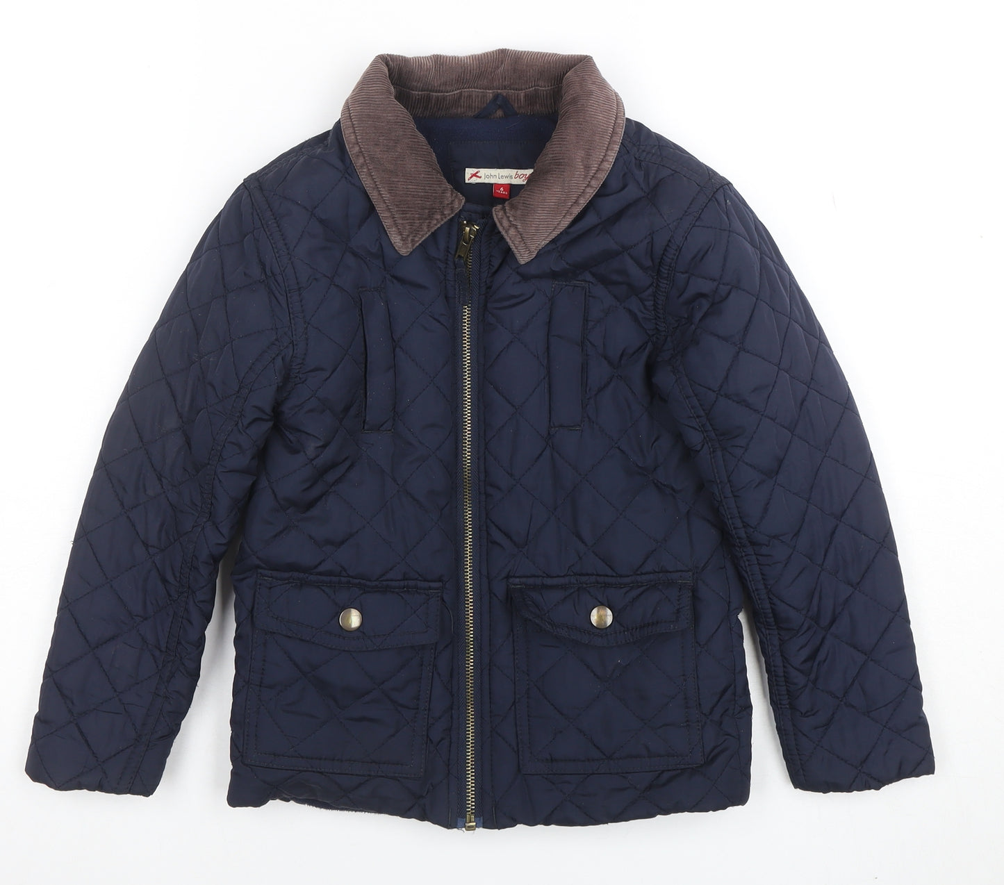 John Lewis Boys Blue Quilted Jacket 6 Years Polyester Lined Autumn Winter