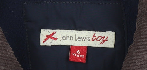 John Lewis Boys Blue Quilted Jacket 6 Years Polyester Lined Autumn Winter