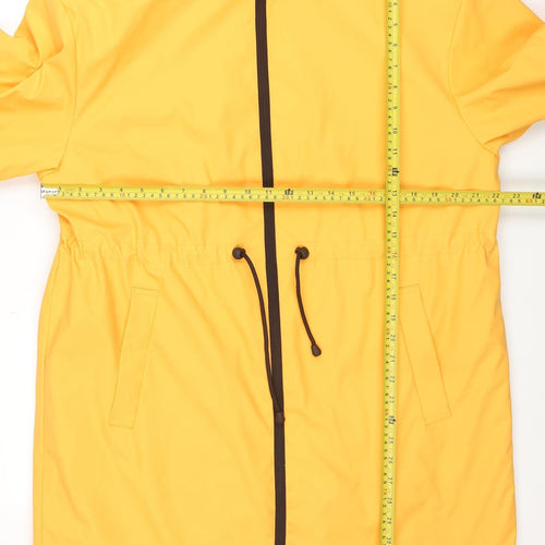 Tu Women Yellow Hooded Rain Coat Jacket Size 12 Waterproof