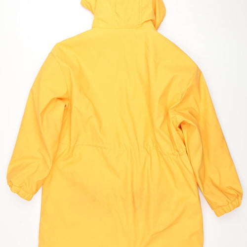 Tu Women Yellow Hooded Rain Coat Jacket Size 12 Waterproof