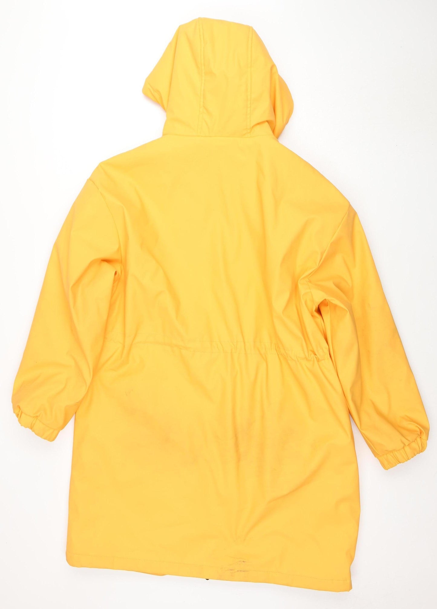 Tu Women Yellow Hooded Rain Coat Jacket Size 12 Waterproof
