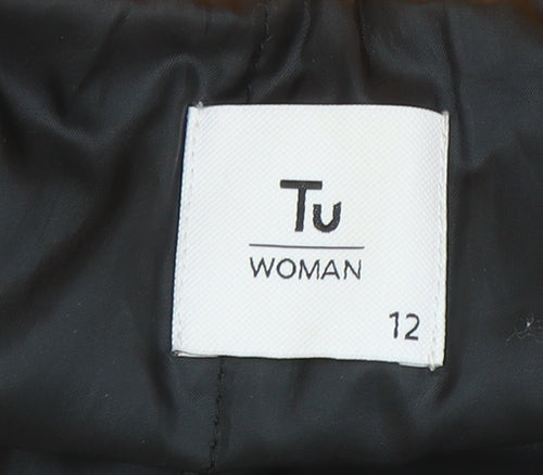 Tu Women Yellow Hooded Rain Coat Jacket Size 12 Waterproof