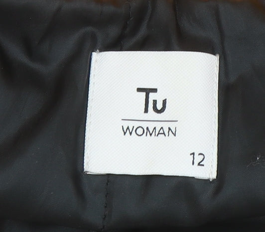 Tu Women Yellow Hooded Rain Coat Jacket Size 12 Waterproof