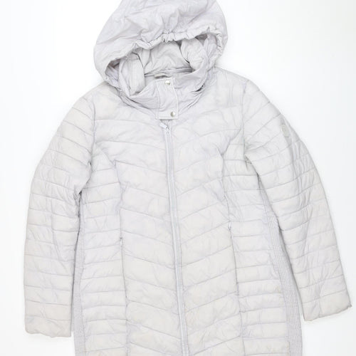 Seraphine Womens Grey 12 Hooded Quilted Puffer Jacket