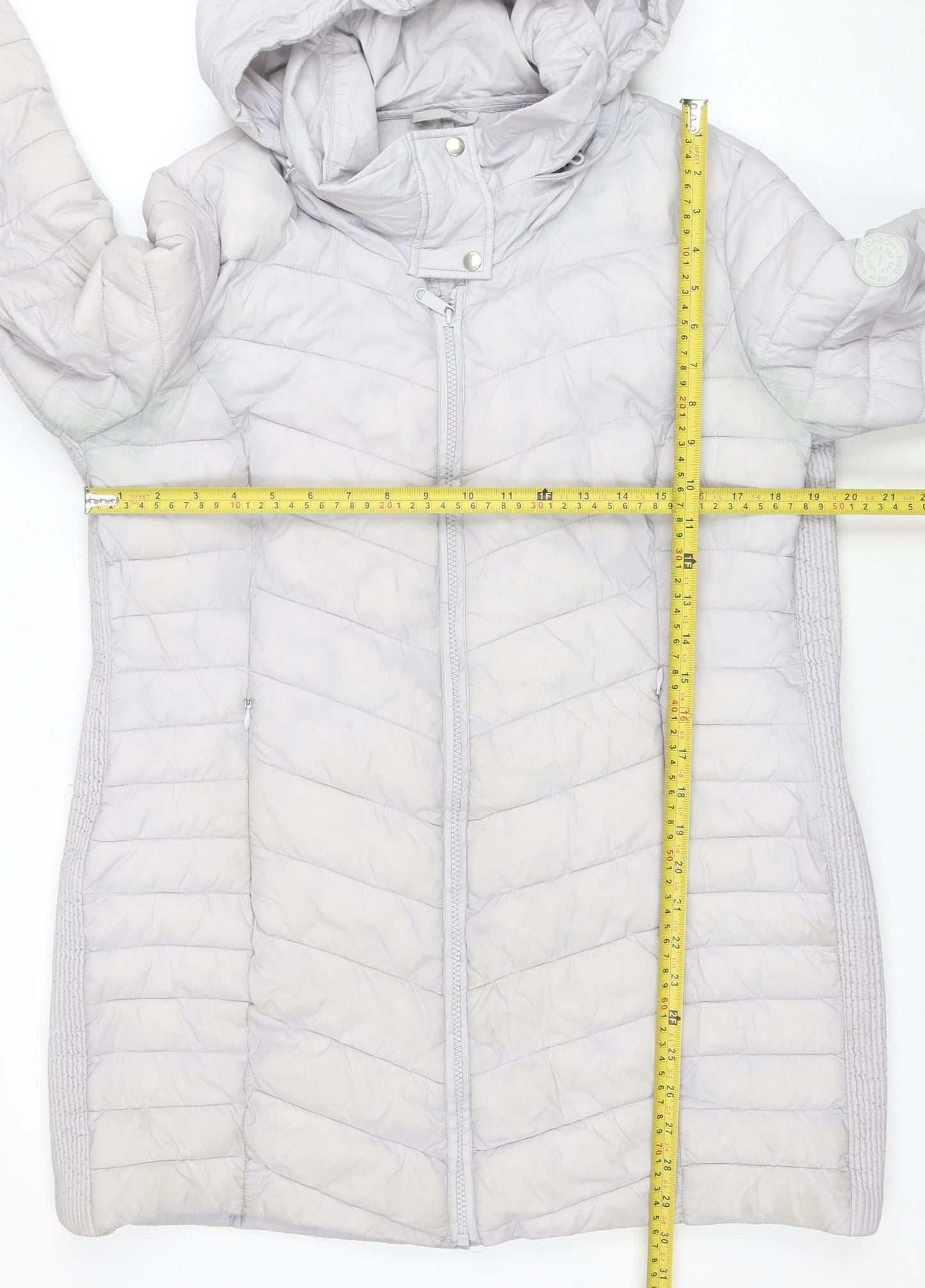 Seraphine Womens Grey 12 Hooded Quilted Puffer Jacket