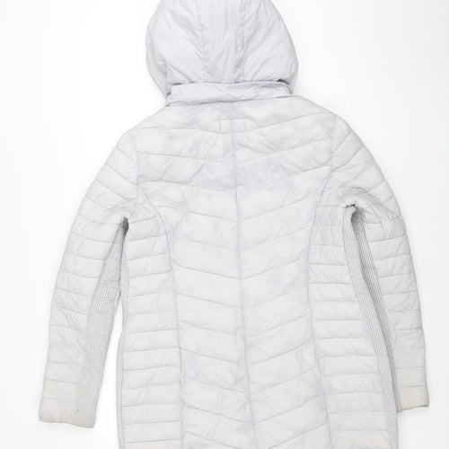 Seraphine Womens Grey 12 Hooded Quilted Puffer Jacket