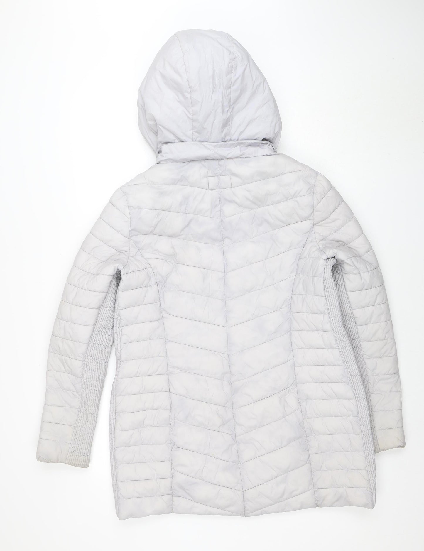 Seraphine Womens Grey 12 Hooded Quilted Puffer Jacket