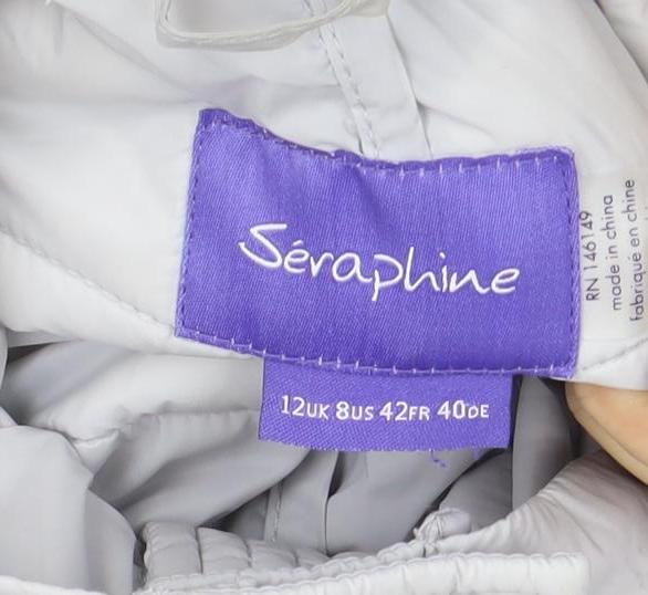 Seraphine Womens Grey 12 Hooded Quilted Puffer Jacket