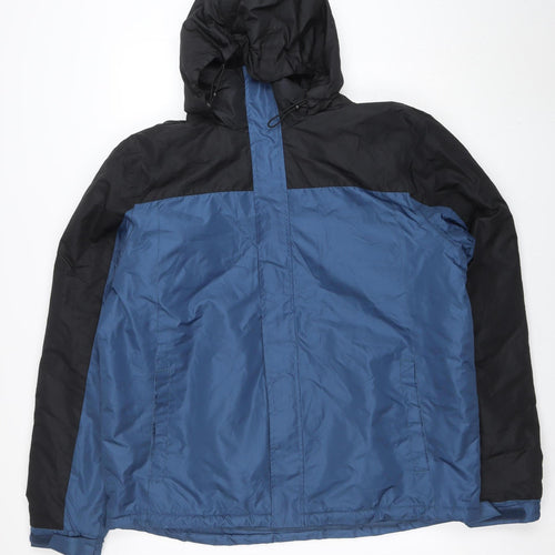Crivit Men's Blue Black Hooded Windbreaker Jacket L