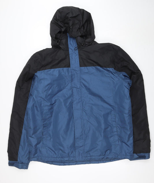 Crivit Men's Blue Black Hooded Windbreaker Jacket L