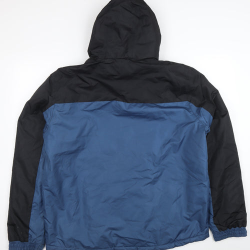 Crivit Men's Blue Black Hooded Windbreaker Jacket L