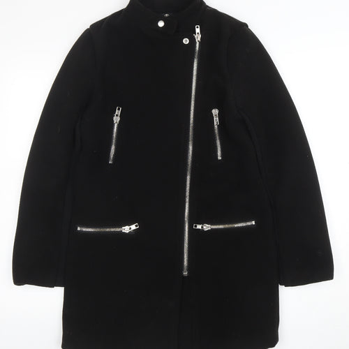 Missguided Womens Black Biker Style Coat Size 8 Regular Fit