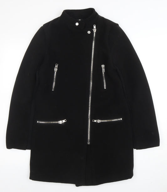 Missguided Womens Black Biker Style Coat Size 8 Regular Fit