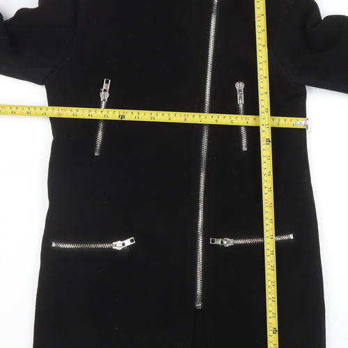 Missguided Womens Black Biker Style Coat Size 8 Regular Fit