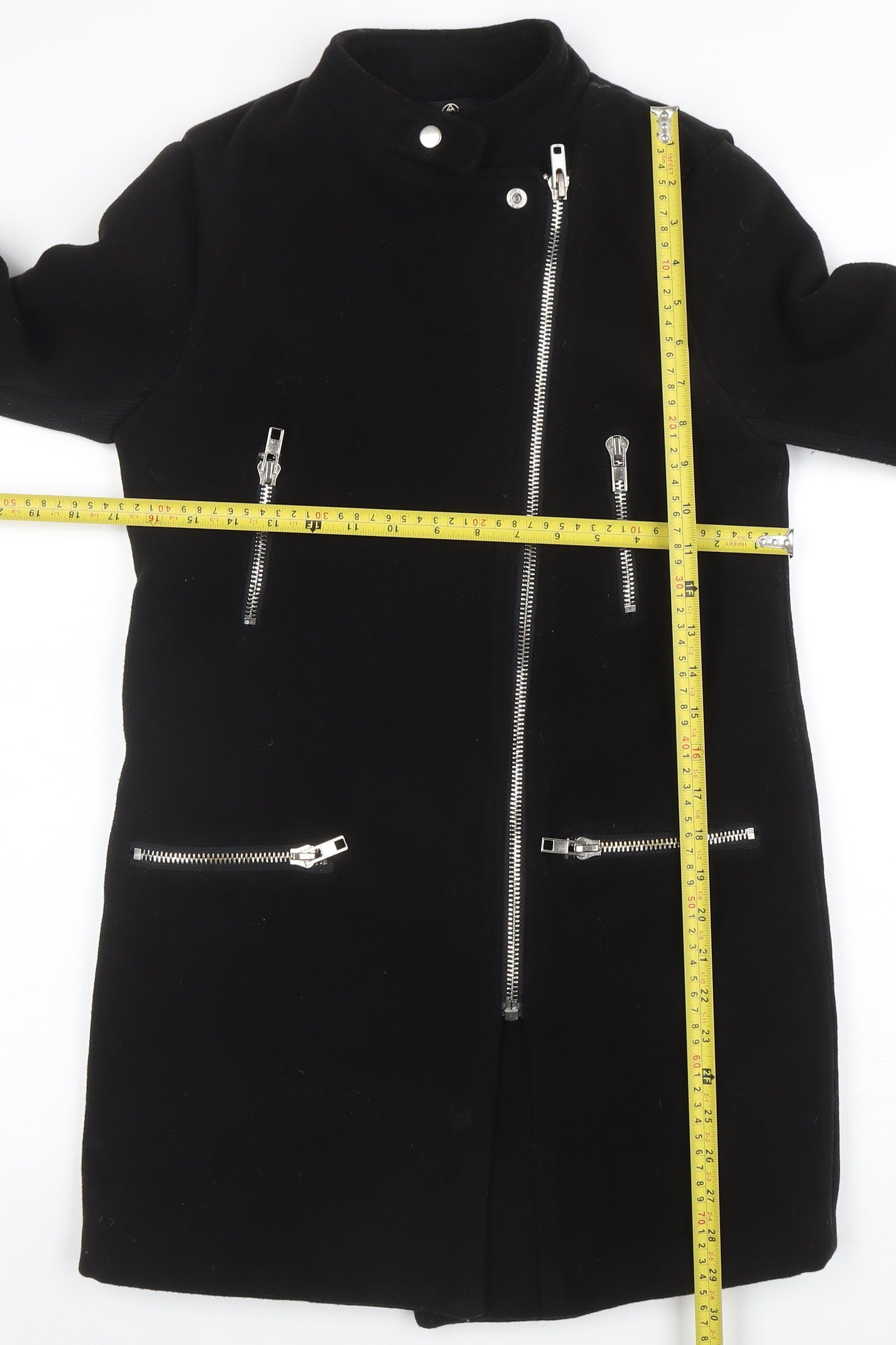 Missguided Womens Black Biker Style Coat Size 8 Regular Fit