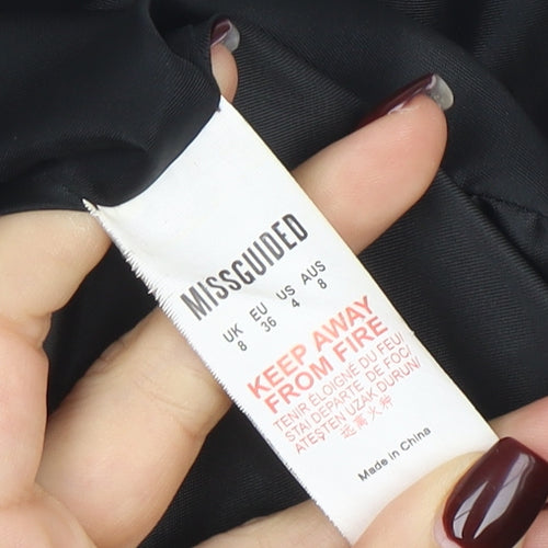 Missguided Womens Black Biker Style Coat Size 8 Regular Fit