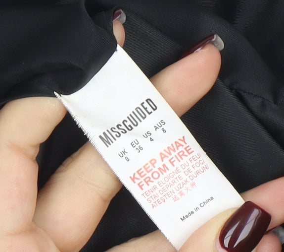 Missguided Womens Black Biker Style Coat Size 8 Regular Fit