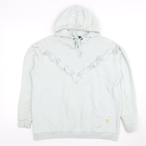 River Island Womens Light Blue Ruffle Pullover Hoodie XS