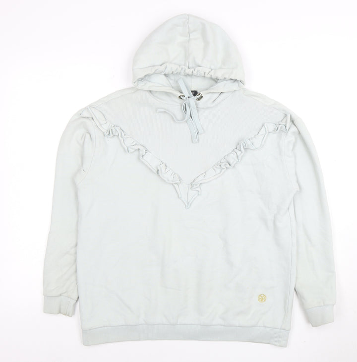 River Island Womens Light Blue Ruffle Pullover Hoodie XS