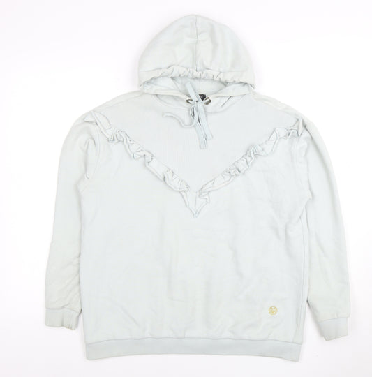 River Island Womens Light Blue Ruffle Pullover Hoodie XS