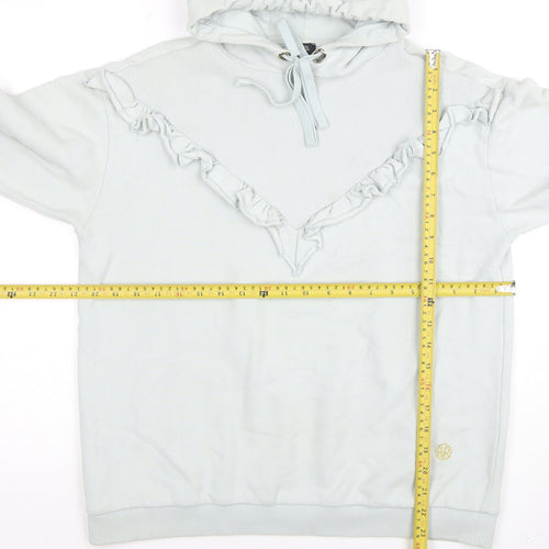 River Island Womens Light Blue Ruffle Pullover Hoodie XS