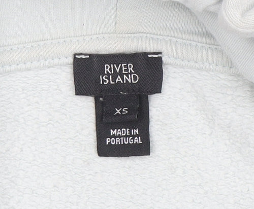 River Island Womens Light Blue Ruffle Pullover Hoodie XS