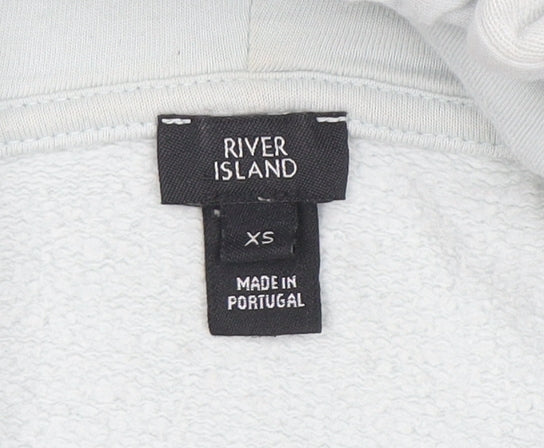 River Island Womens Light Blue Ruffle Pullover Hoodie XS