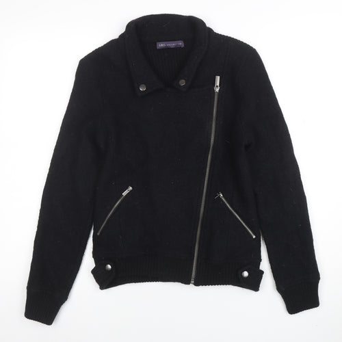 Marks and Spencer Women's Black Wool Biker Jacket Size 8
