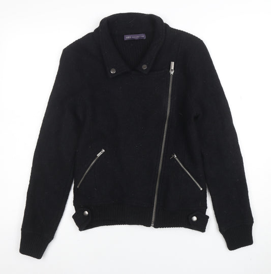 Marks and Spencer Women's Black Wool Biker Jacket Size 8