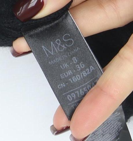 Marks and Spencer Women's Black Wool Biker Jacket Size 8